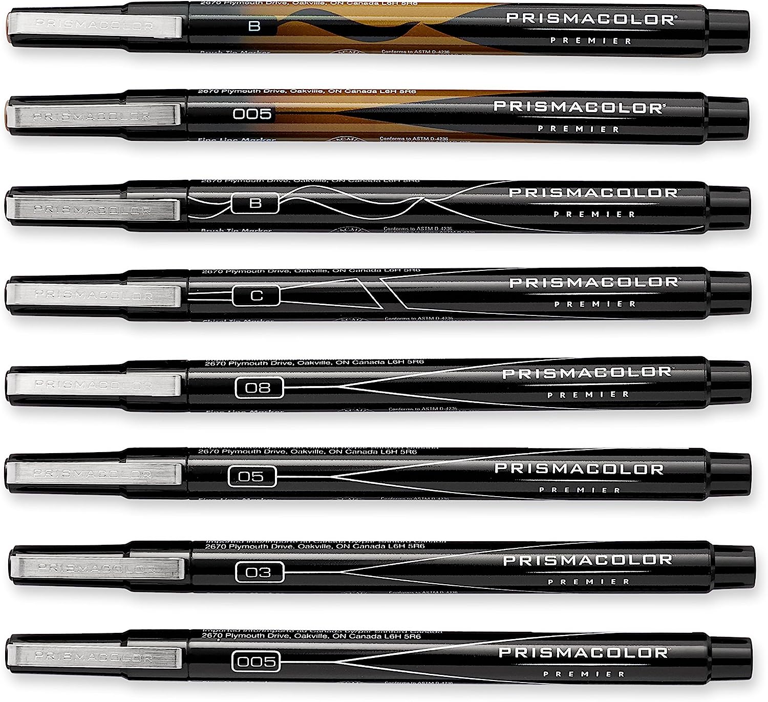 Prismacolor Premier Manga Illustration Markers, Assorted Tips, Black & Sepia, 8-Count - Image 2